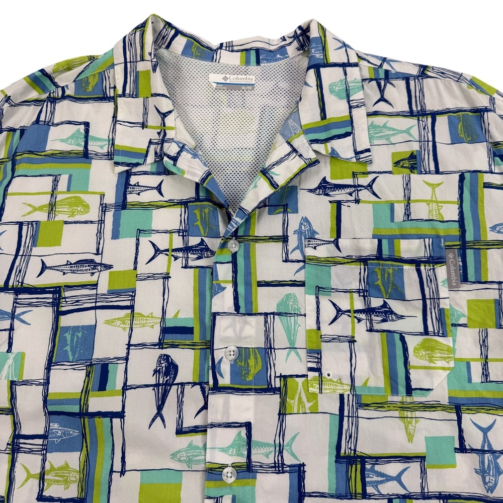 Columbia PFG Trollers Best Fishing Shirt Mens XL Short Sleeve Fish Print Outdoor